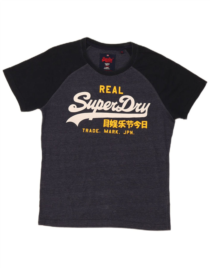 Superdry Grafisk T-shirt top til mænd, stor grå farveblok bomuld