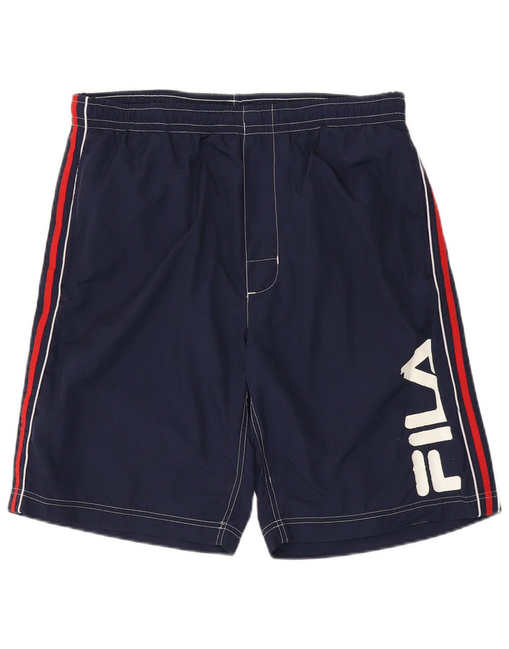 Fila Herre grafiske sportsshorts Large Navy Blue Colourblock Polyamid