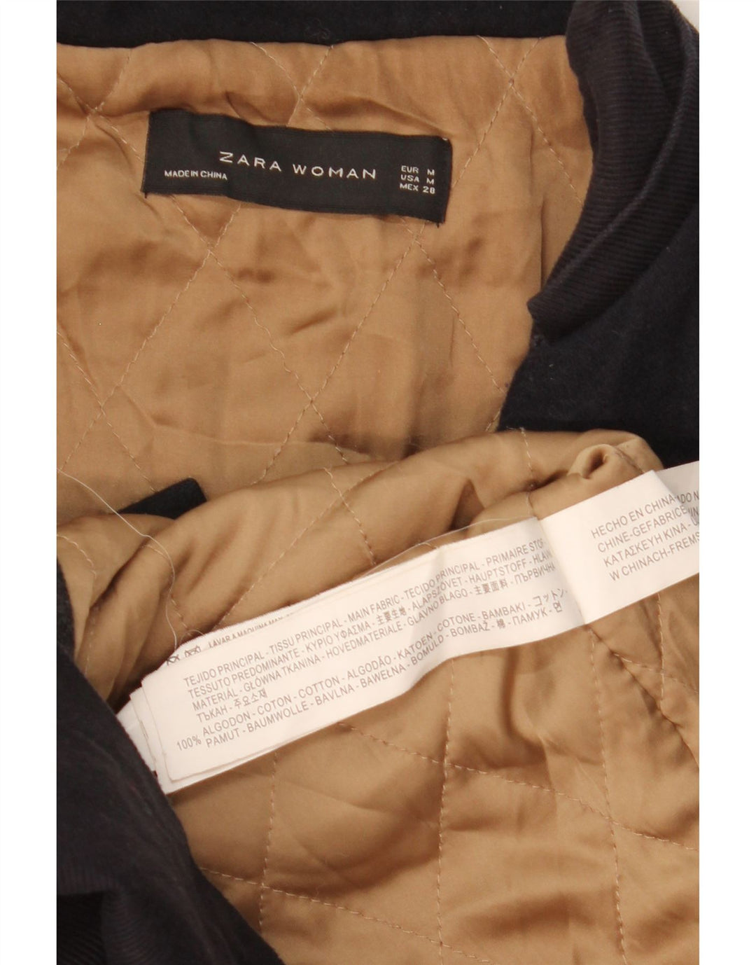 Zara Dame Windbreaker Coat UK 14 Medium Navy Blue Bomuld
