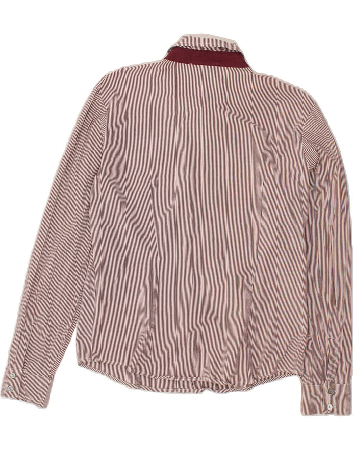 SERGIO TACCHINI Womens Shirt IT 44 Medium Maroon Pinstripe Cotton Vintage Sergio Tacchini and Second-Hand Sergio Tacchini from Messina Hembry 