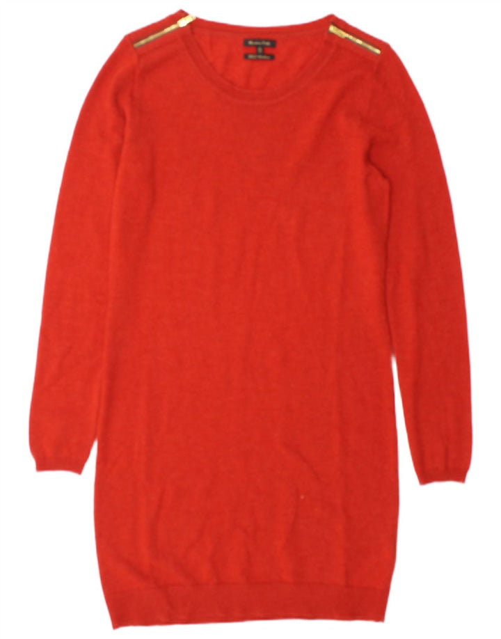 Massimo Dutti Dame Jumper Kjole UK 14 Medium Rød Uld
