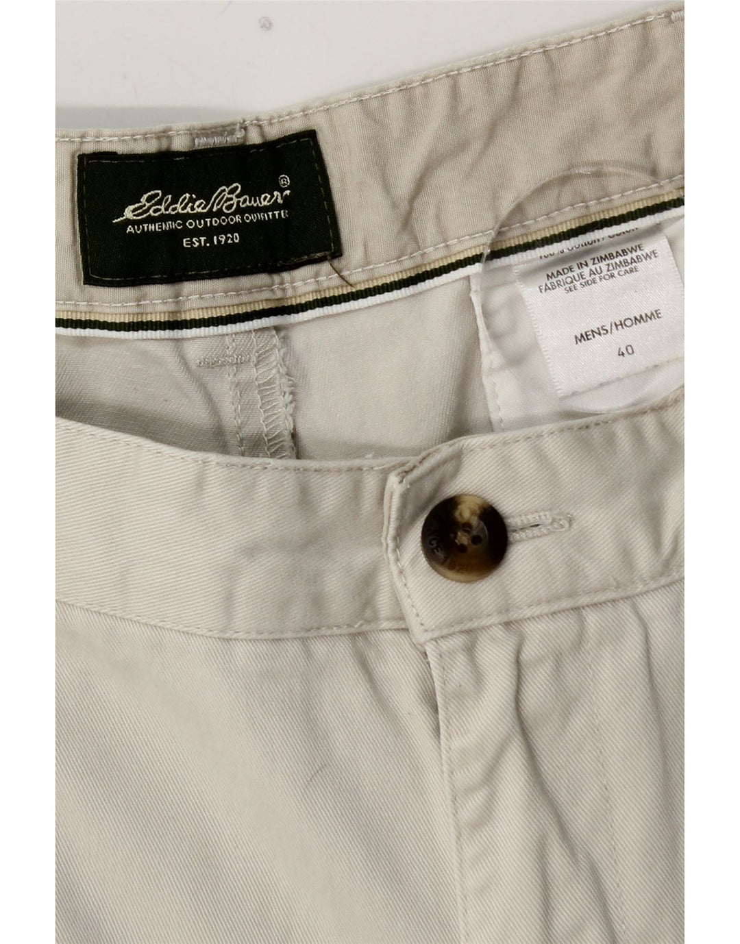 EDDIE BAUER Herre Pegged Chino Shorts W40 XL Hvid Bomuld