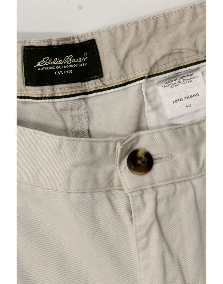 EDDIE BAUER Herre Pegged Chino Shorts W40 XL Hvid Bomuld