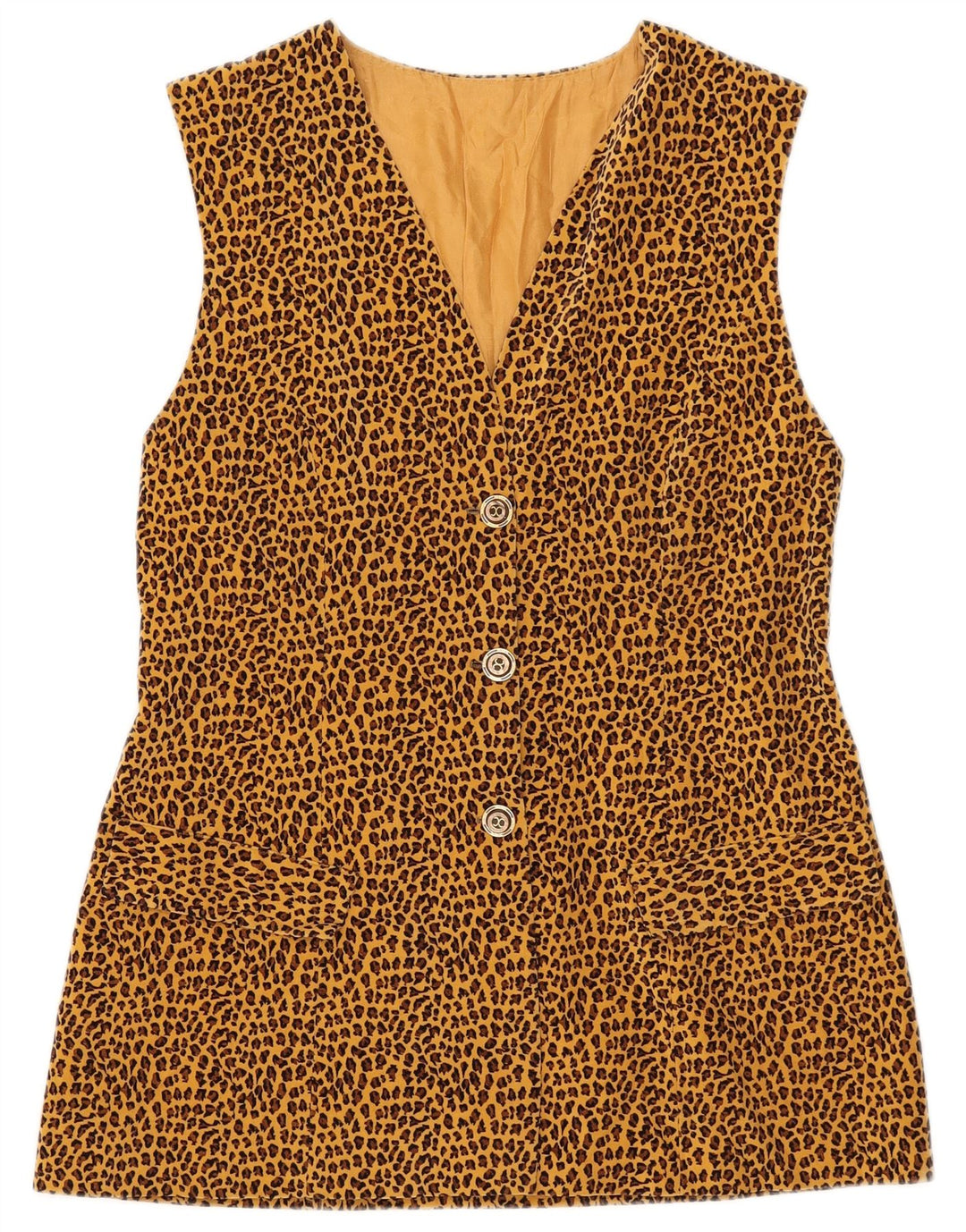 Vintage Dame 3 Button Blazer Jacket UK 8 Small Brown Animal Print