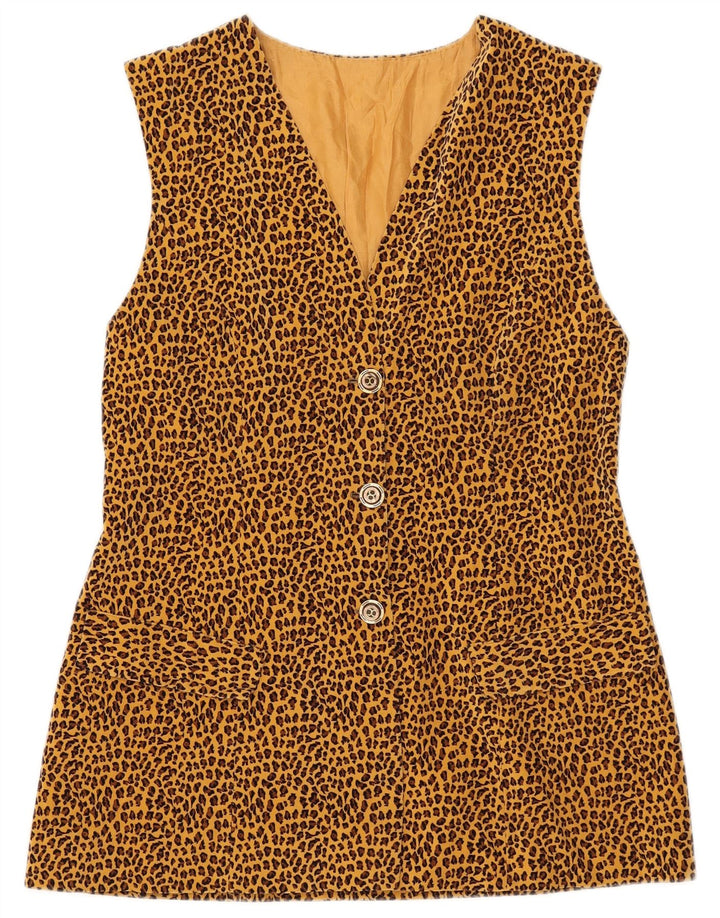 Vintage Dame 3 Button Blazer Jacket UK 8 Small Brown Animal Print