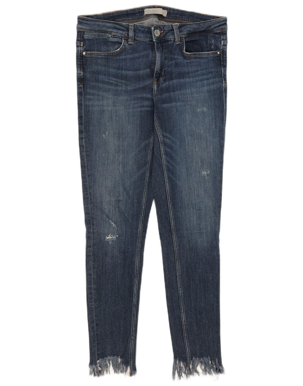 Zara Dame Distressed Skinny Jeans EU 38 Small W28 L27 Blå