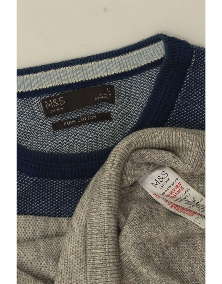 Marks & Spencer Herre sweater med rund hals, stor grå farveblok bomuld