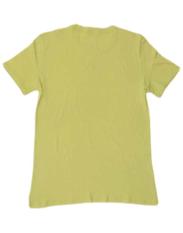 Benetton Dame Grafisk T-Shirt Top UK 12 Medium Grøn Bomuld