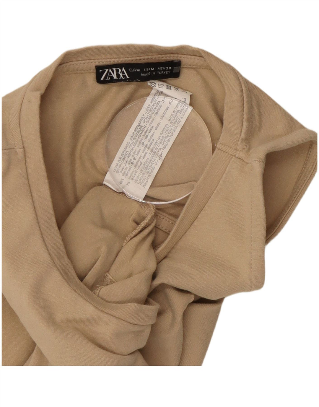 ZARA Womens Crop Top UK 12 Medium Beige Bomuld