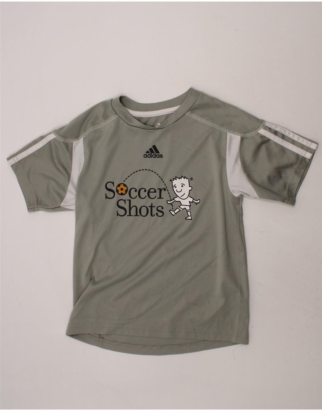 ADIDAS Boys Graphic T-Shirt Top 7-8 Years Medium  Grey Colourblock Vintage Adidas and Second-Hand Adidas from Messina Hembry 