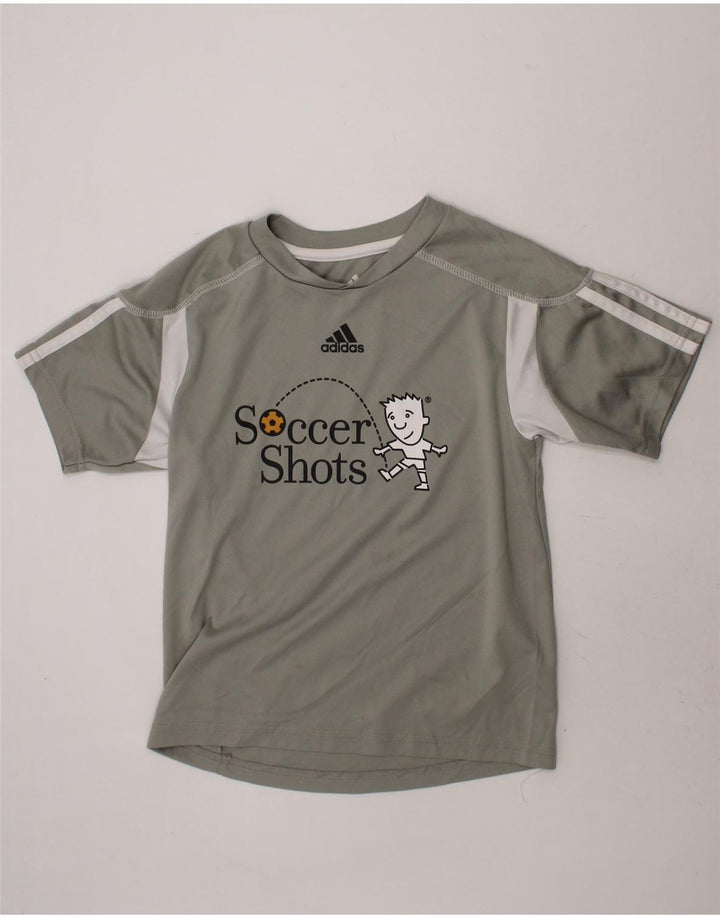 ADIDAS Boys Graphic T-Shirt Top 7-8 Years Medium  Grey Colourblock Vintage Adidas and Second-Hand Adidas from Messina Hembry 