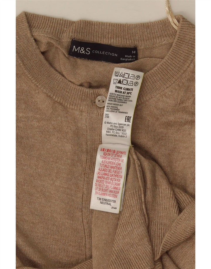 Marks & Spencer Dame Crop Cardigan Sweater UK 14 Medium Beige Viscose