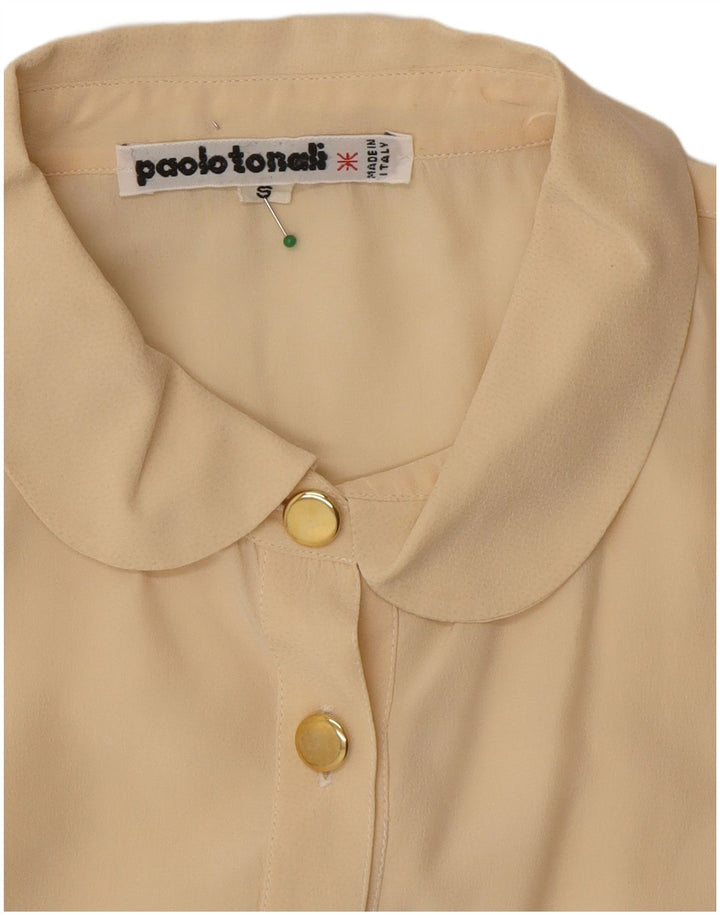 Paolo Tonali Dame Oversized Bluse Top UK 10 Small Beige