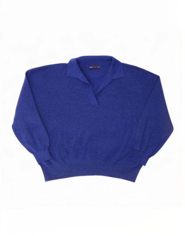 Marks & Spencer Herre Polo Neck Jumper Sweater XL Blå Polyester