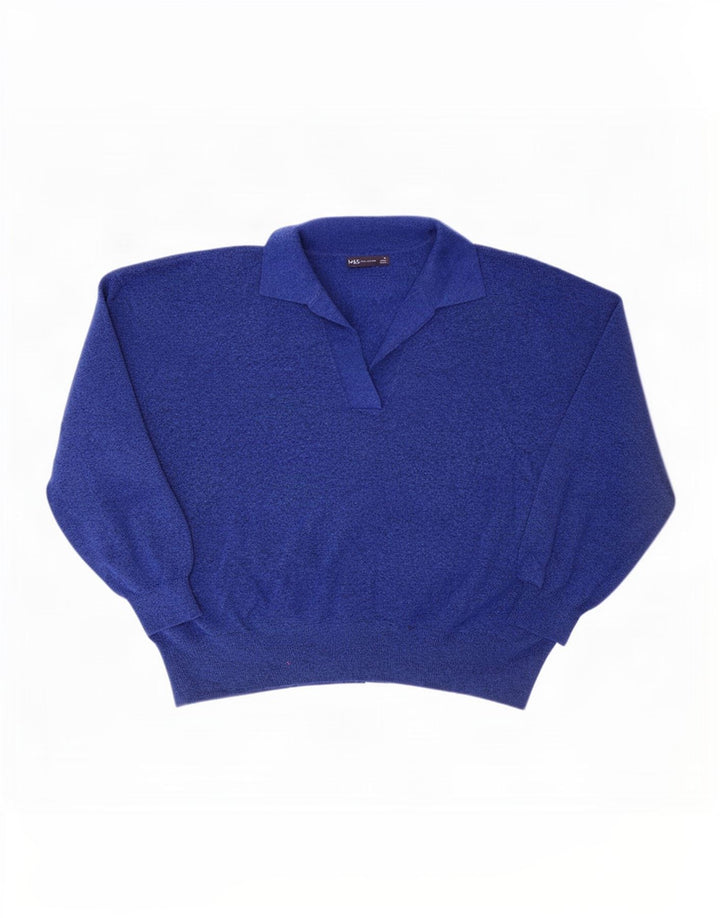 Marks & Spencer Herre Polo Neck Jumper Sweater XL Blå Polyester