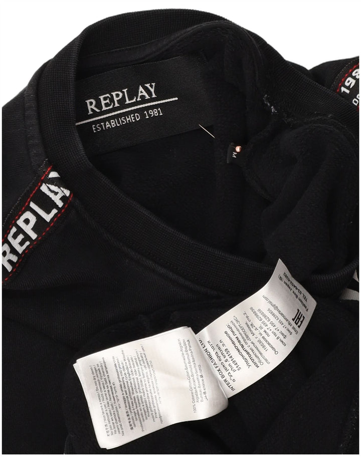 REPLAY Herre Grafisk Sweatshirt Jumper Medium Sort Bomuld