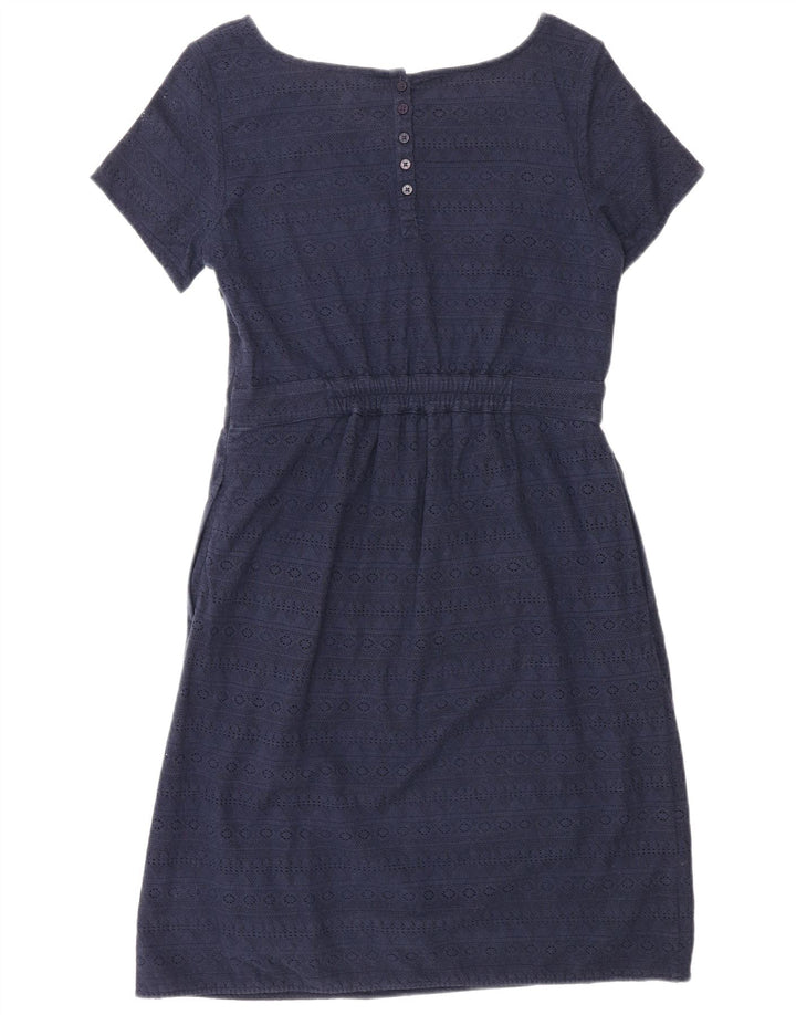 Fat Face Kvinders Skede Kjole UK 12 Medium Navy Blue Geometrisk Bomuld