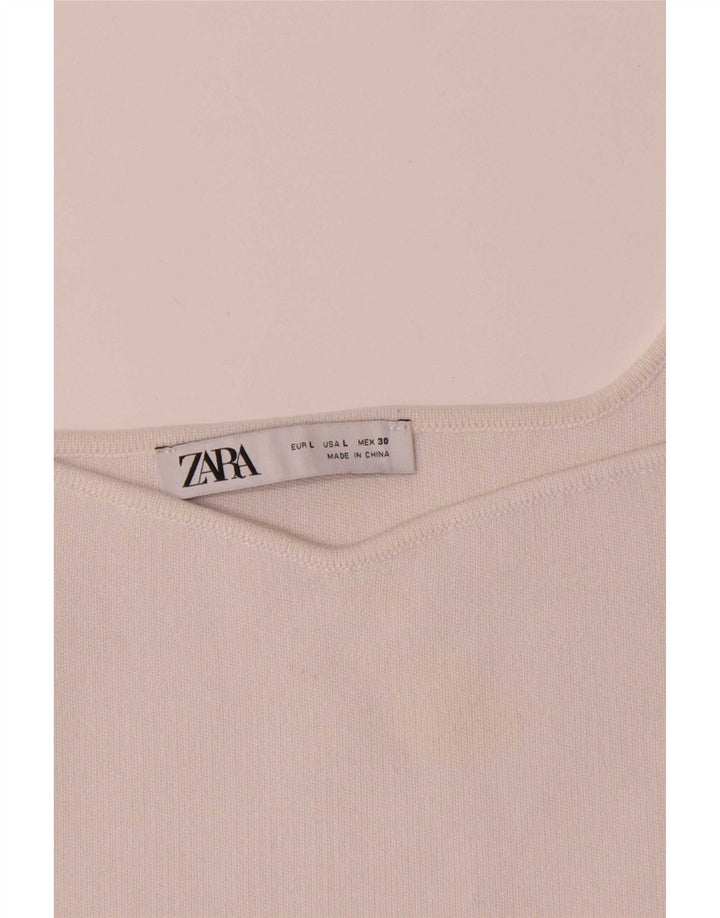 Zara Womens Crop Cami Top UK 14 Large White Polyester