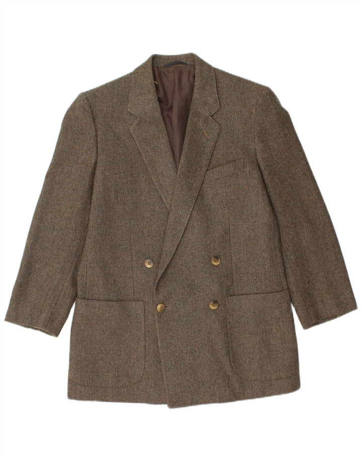 Vintage herre dobbeltradet blazerjakke IT 48 mellemgrøn sildeben