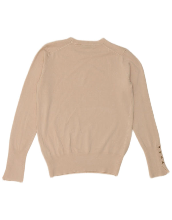 Zara Herre Crop Boat Neck Jumper Sweater UK 12 Medium Beige Viscose