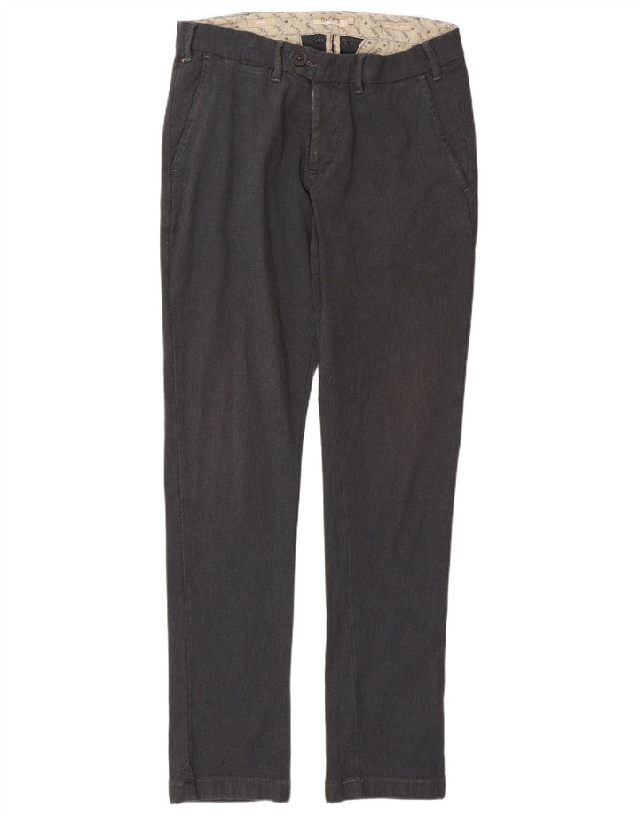 DACK'S Mens Slim Chino Trousers IT 50 Large W32 L33 Grey Spotted Cotton
