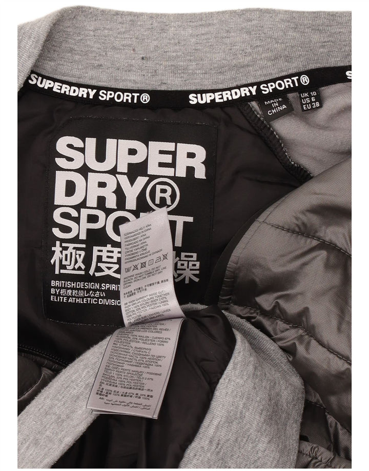 Superdry grafisk polstret jakke til kvinder UK 10 lille grå nylon