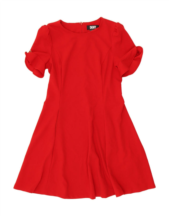 DKNY Womens A-Line Dress US 10 Large Red Polyester Vintage Dkny and Second-Hand Dkny from Messina Hembry 