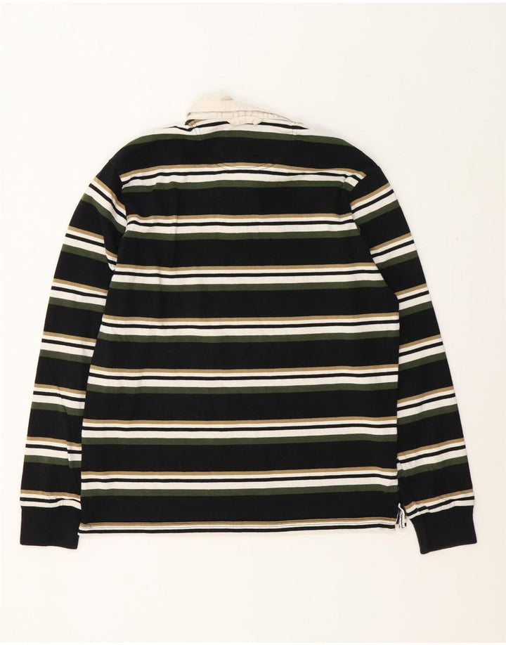 Marks & Spencer Langærmet Rugby Polo Shirt til mænd Medium Sort Stribet