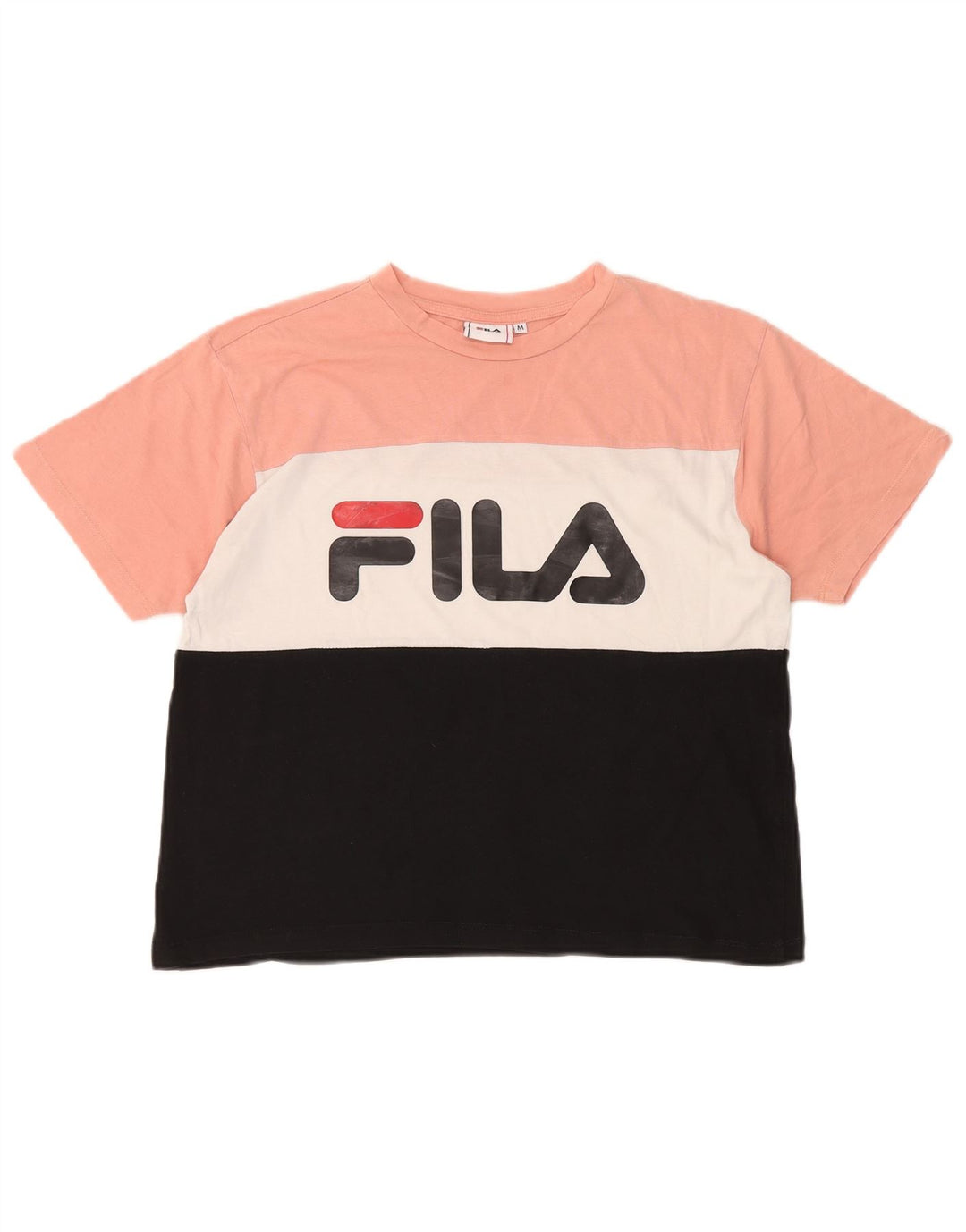 Fila Kvinders Crop Grafisk T-Shirt Top UK 14 Medium Flerfarvet Colourblock