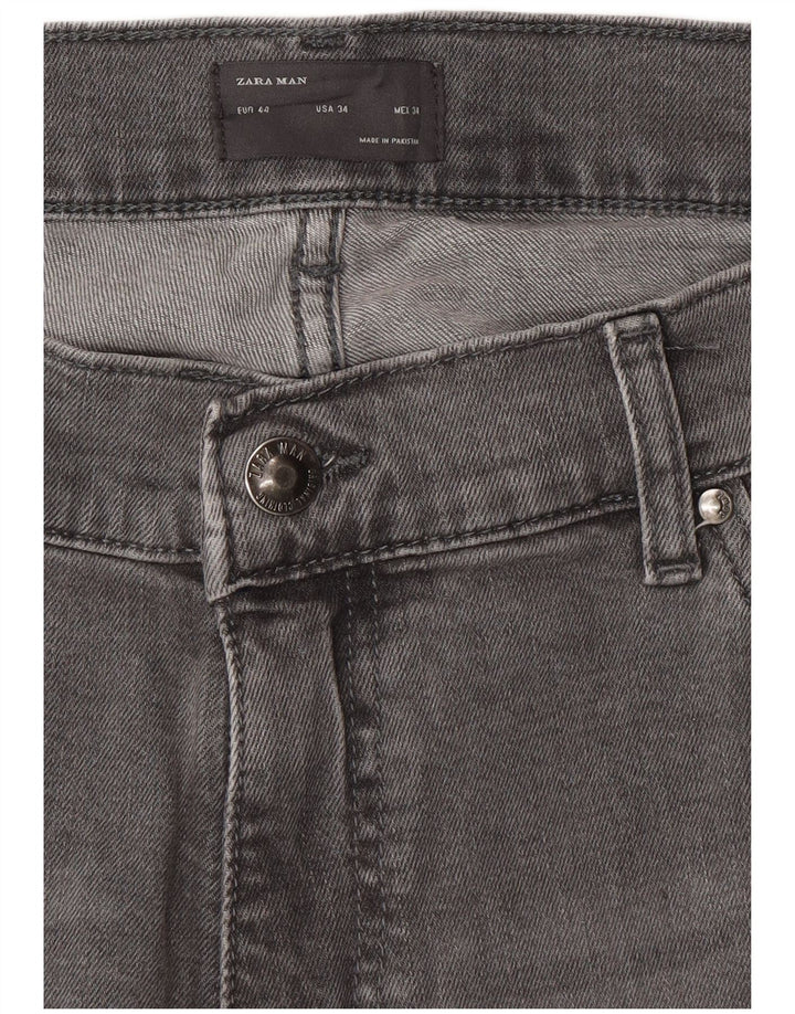 ZARA Herre Tapered Capri Jeans EU 44 Large W34 L22 Grå