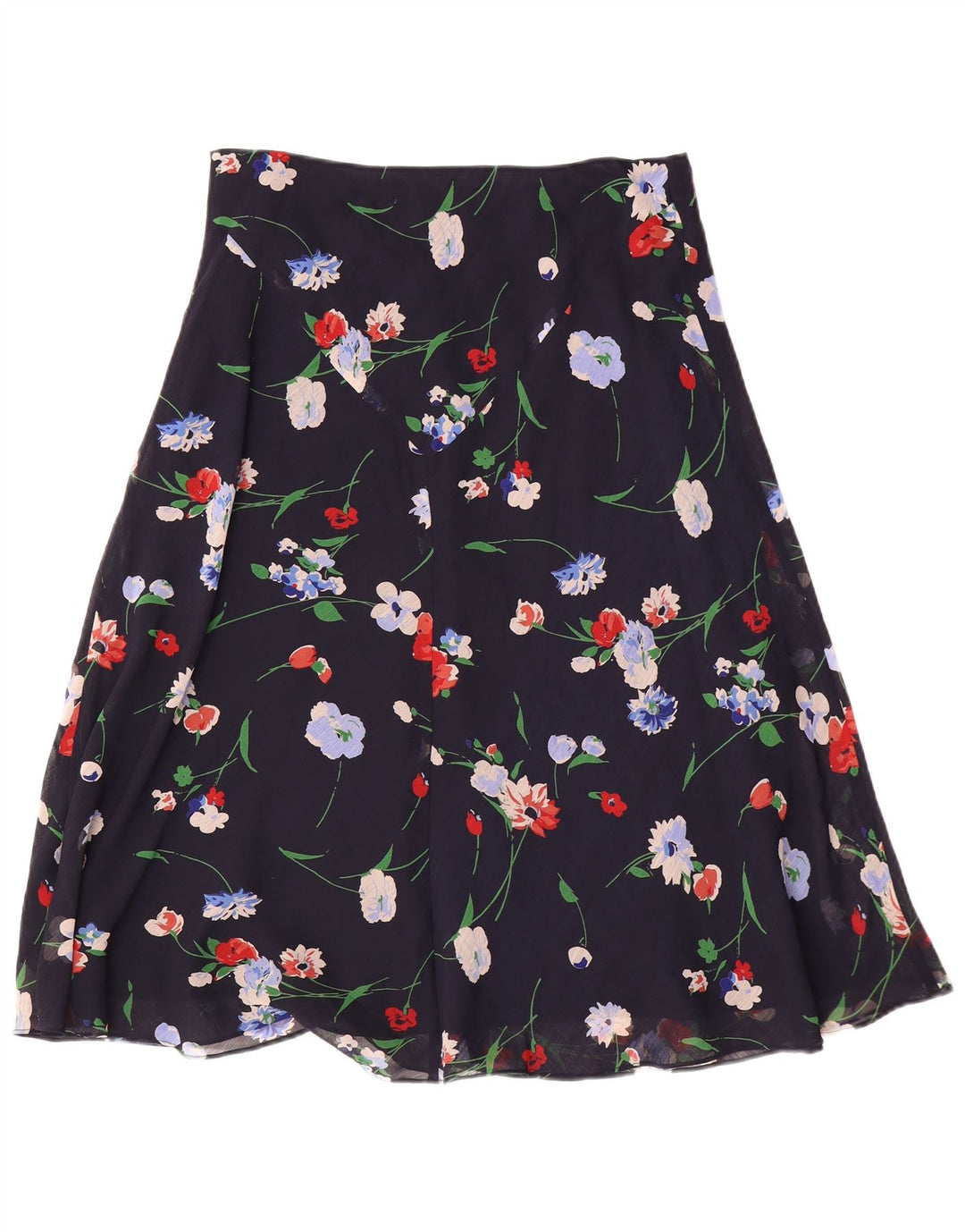 Chaps Dame A-Line nederdel US 10 Large W30 Navy Blue Floral Polyester