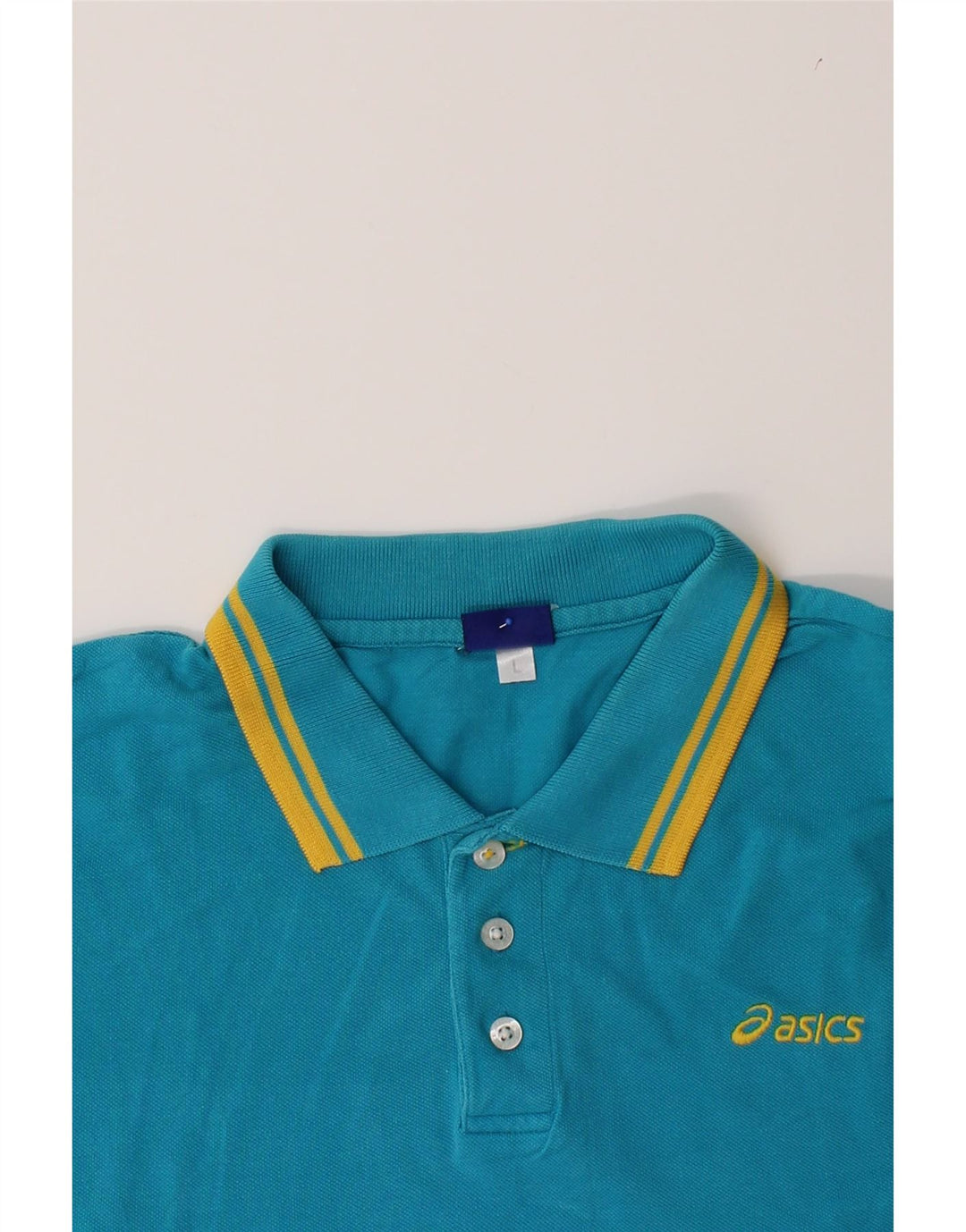 ASICS Mens Polo Shirt Large Blue Cotton Vintage Asics and Second-Hand Asics from Messina Hembry 