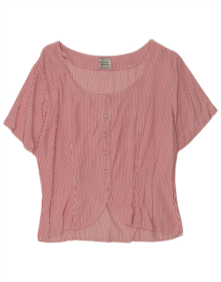 Benetton Dame Kortærmet Bluse IT 44 Medium Rød Nålestribe