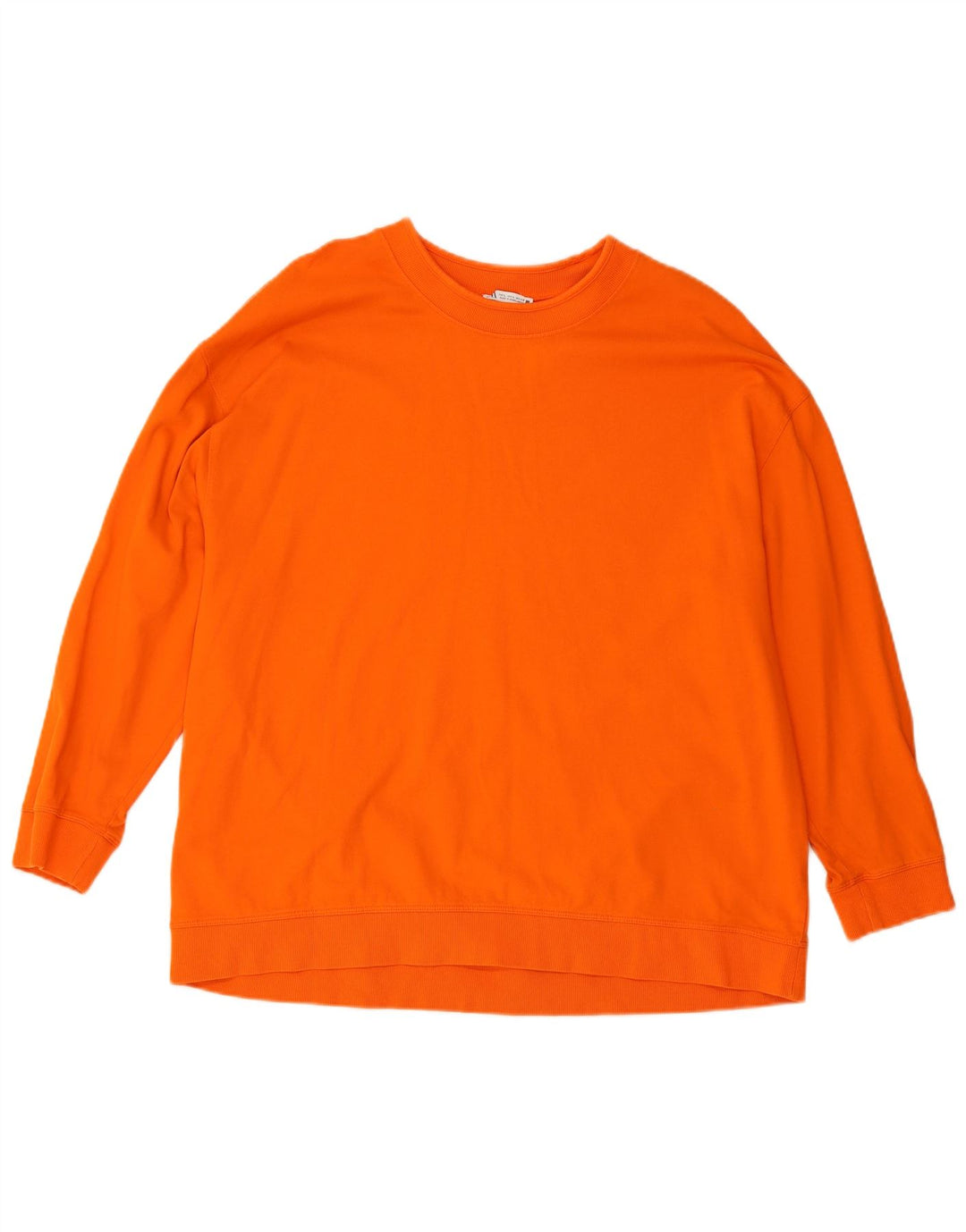 ZARA Dame Sweatshirt Jumper UK 16 Stor Orange Bomuld