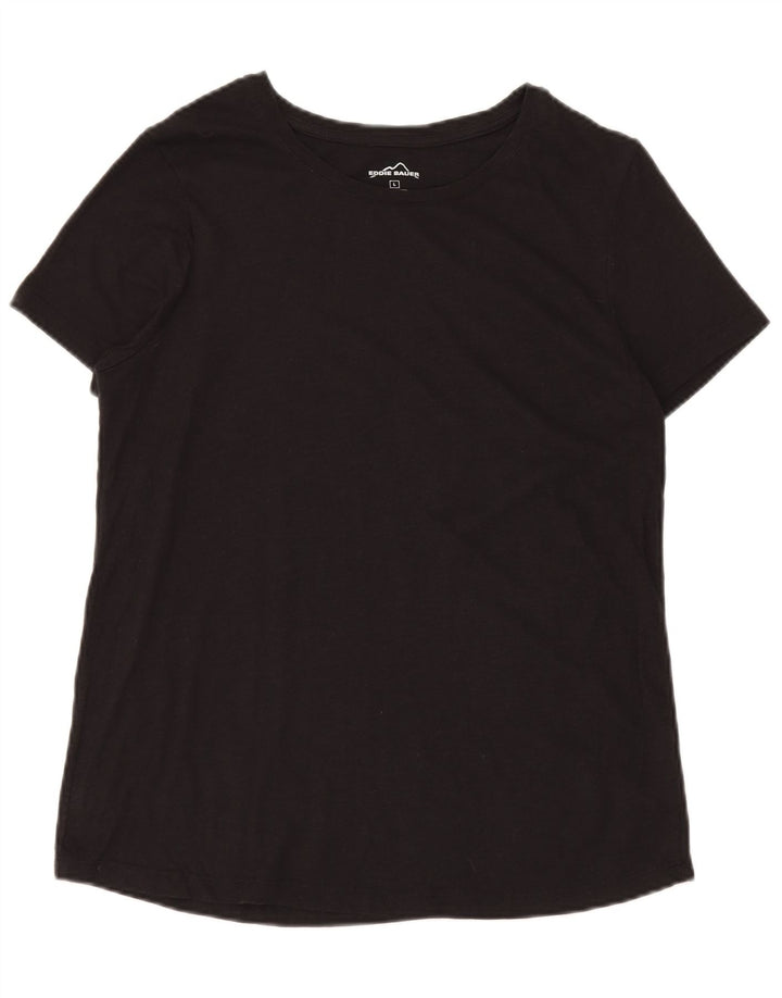 Eddie Bauer Dame T-Shirt Top UK 14 Stor Sort Bomuld