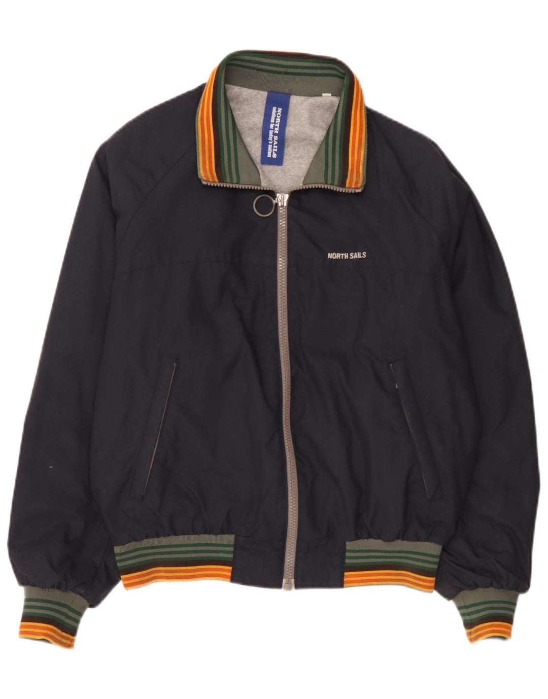 North Sails Herre Bomber Jacket UK 38 Medium Navy Blue Stribet Polyamid