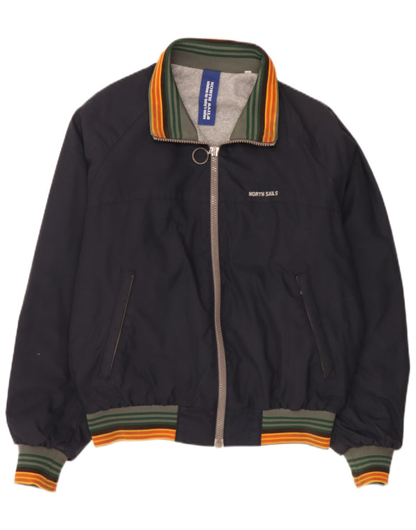 North Sails Herre Bomber Jacket UK 38 Medium Navy Blue Stribet Polyamid