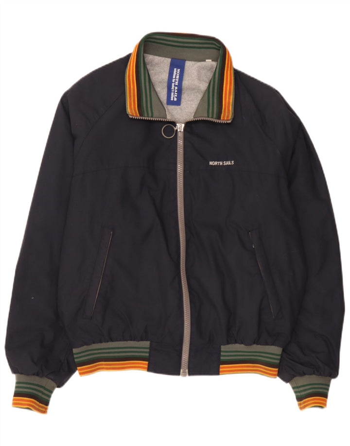 North Sails Herre Bomber Jacket UK 38 Medium Navy Blue Stribet Polyamid