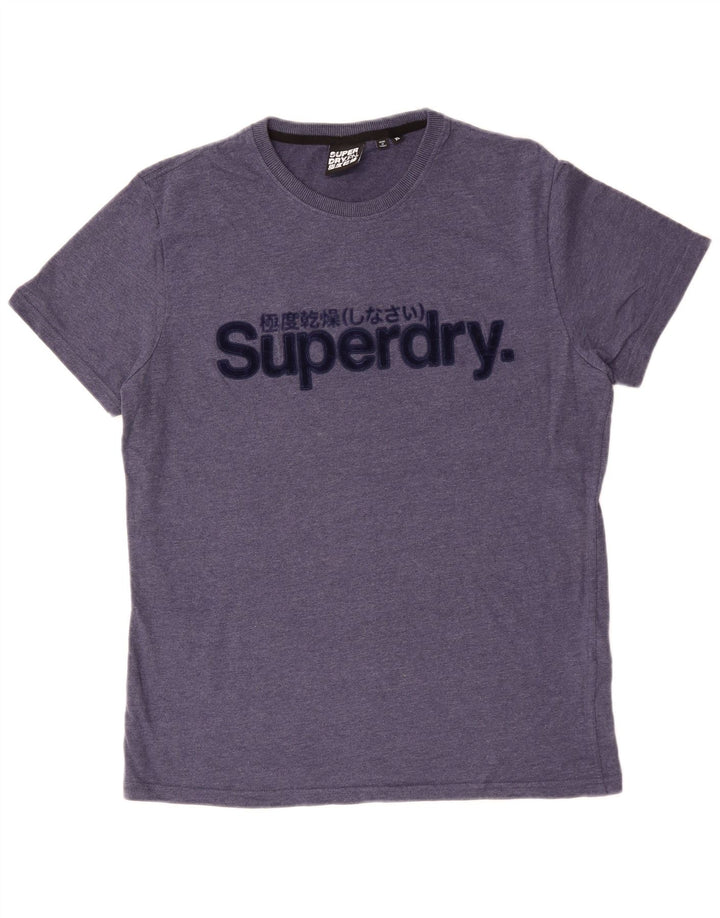 SUPERDRY Herre grafisk T-shirt Top XL Blå Bomuld