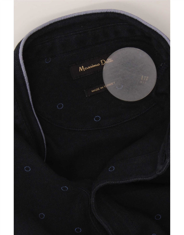 Massimo Dutti Herre Polo Shirt Large Navy Blue Plettet