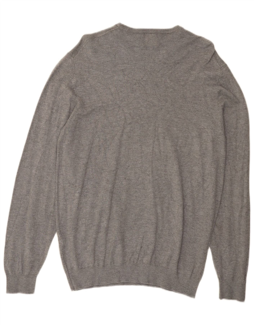 Zara Herre sweater med rund hals, mellemgrå viskose