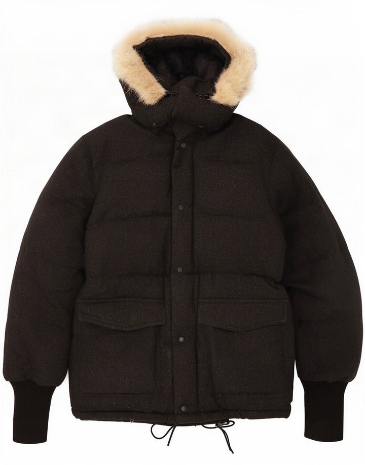 Moncler Herre hættepolstret jakke UK 36 Lille sort uld