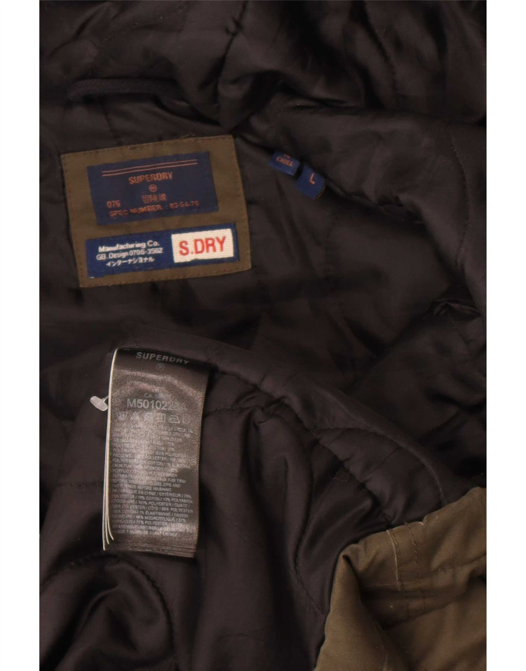 Superdry Parkajakke med hætte til mænd UK 40 Stor Khaki Polyester