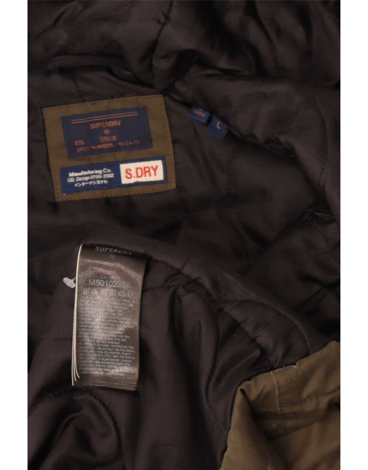 Superdry Parkajakke med hætte til mænd UK 40 Stor Khaki Polyester