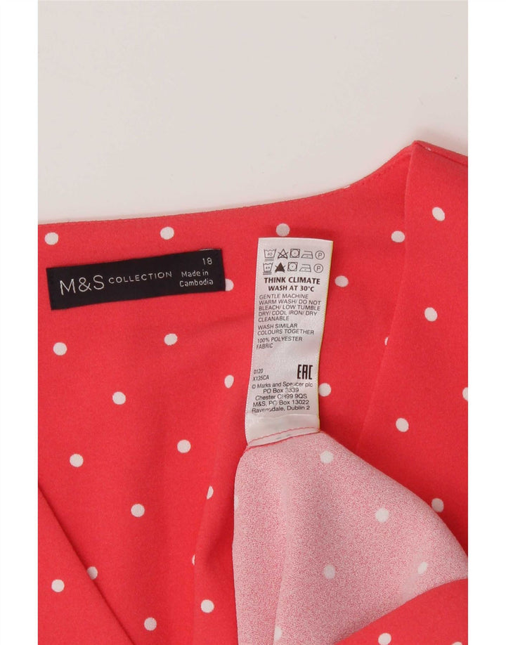 Marks & Spencer Womens Shift Dress UK 18 XL Pink Polka Dot Polyester
