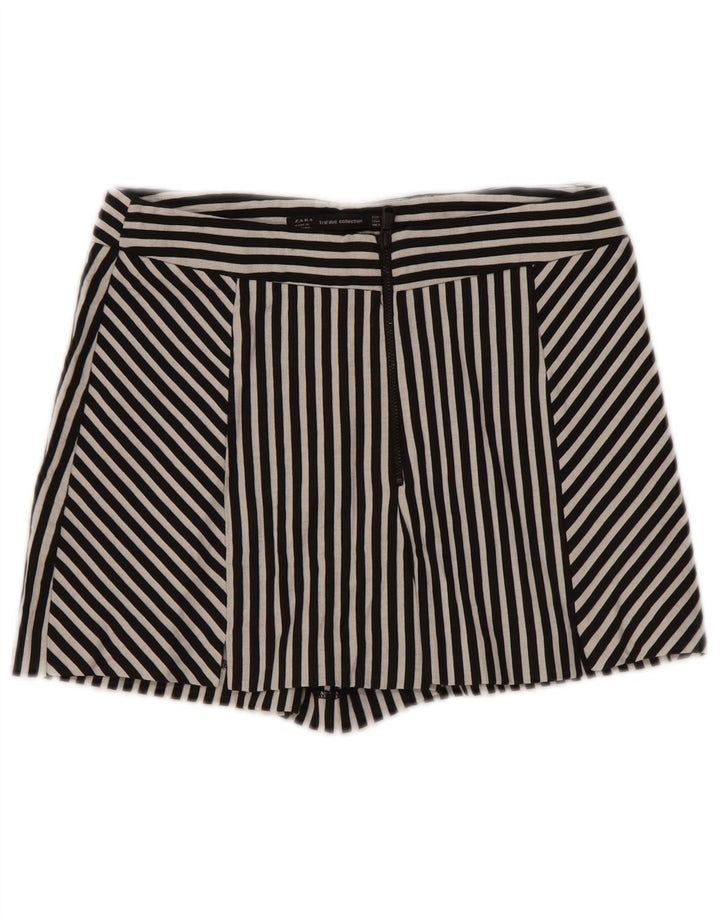 Zara Dame Skort UK 4 XS Sort Stribet Bomuld