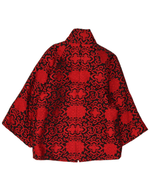 Vintage Dame 3/4 ærmet Kimono Jacket UK 16 Large Red Paisley