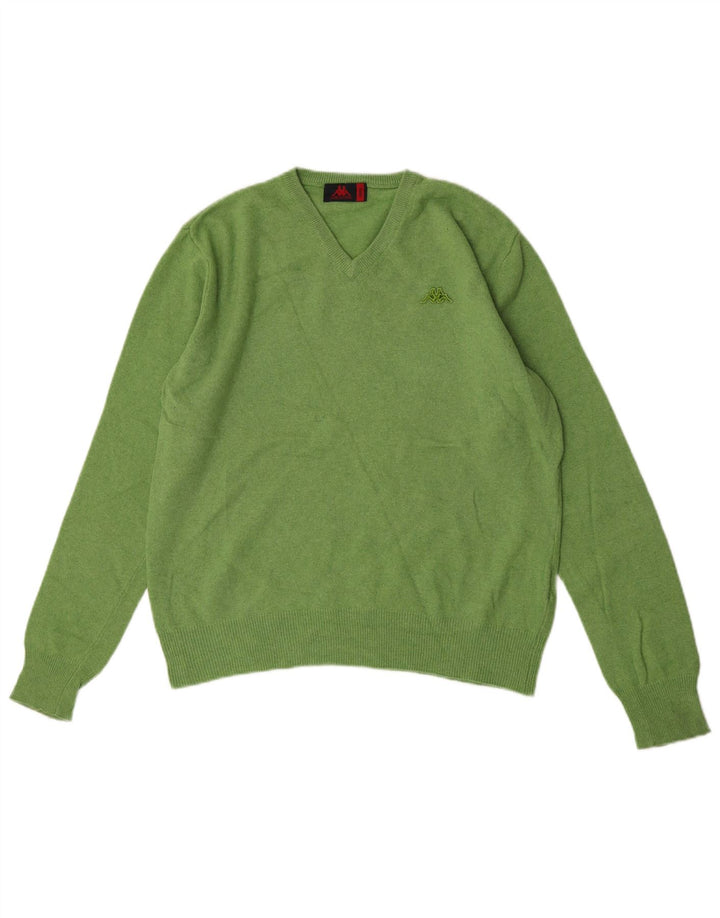 Kappa Herre Regular Fit V-hals sweater lille grøn lammeuld