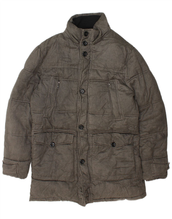 Zara Herre Polstret Frakke UK 38 Medium Grey Polyester