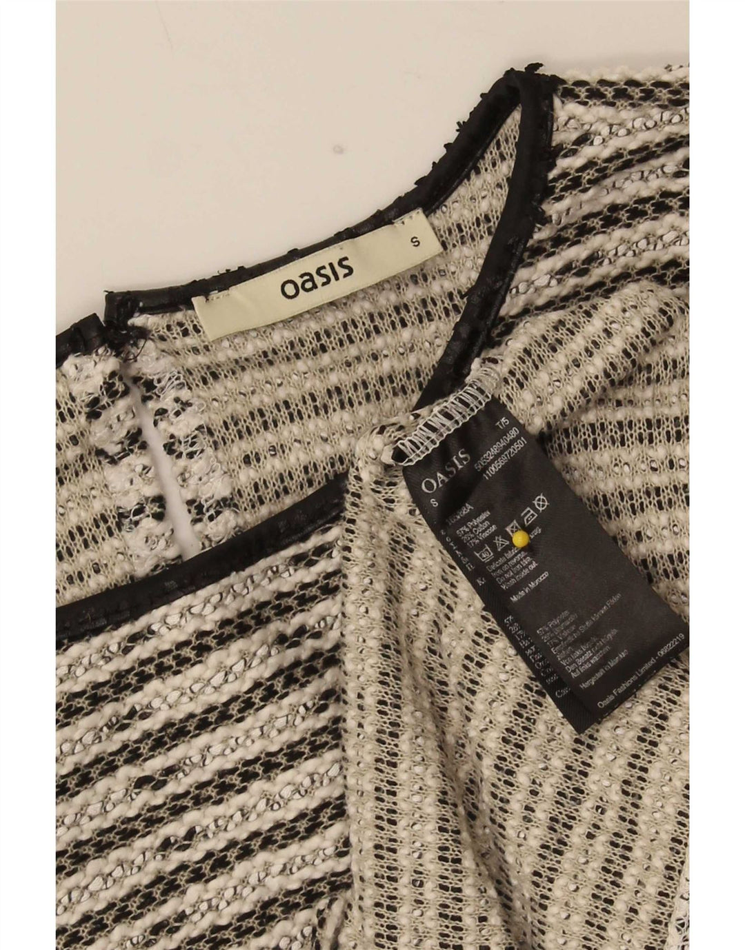 Oasis Dame Oversized bluse Top UK 10 Lille sort stribet bomuld